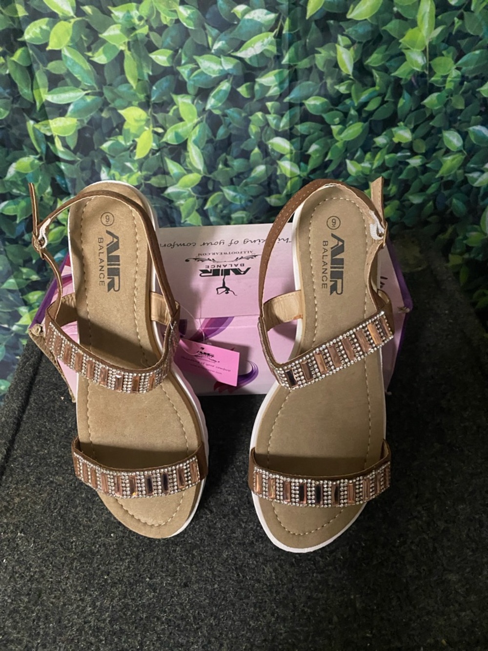 Air Balance Women's Bronze Beaded Wedge Sandals